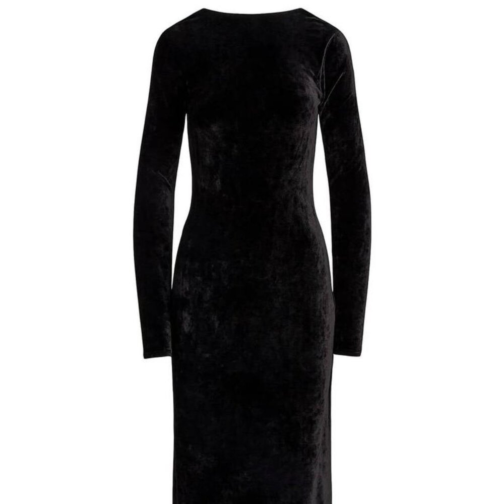 Ralph Lauren Polo Ralph Lauren - Velvet Scoopback Dress - Black Size(L)Orig $400